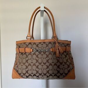 Coach Purse Hampton Monogram Signature Carryall Shoulder Bag Satchel Handbag